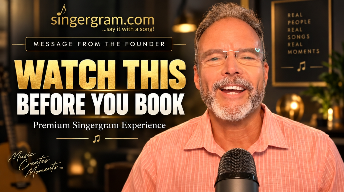 Message from the Singergram founder — watch this before you book